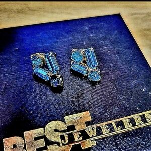 Lot of 4 Pairs Vintage Pierced Earrings Silver Gold Gemstone & Abstract Drop